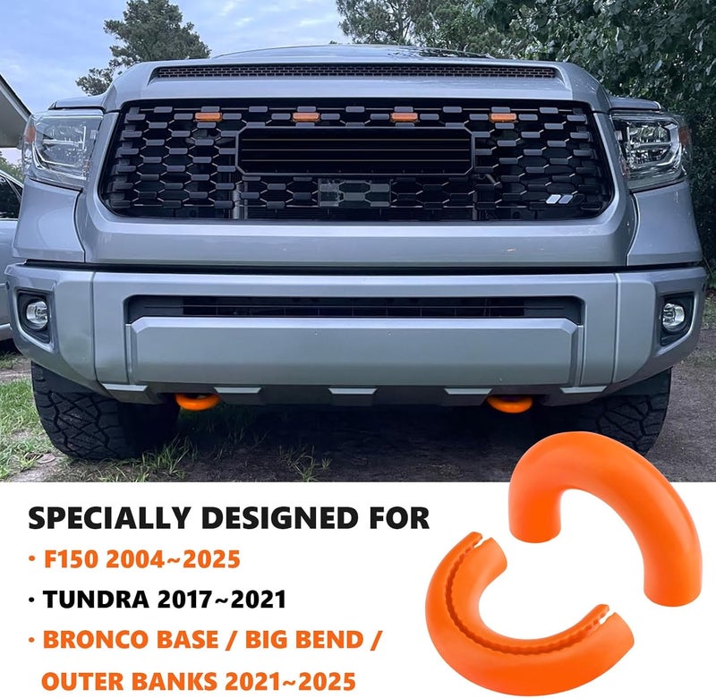 TECHPICCO Tow Hook Covers for Ford F150 2004-2025 Bronco Base/Big Bend/Outer Banks 2021-2025 Compatible with Toyota Tundra Accessories 2017-2021|(Bright Orange). - Image 2
